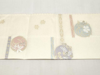 平和屋着物＊夏物　九寸名古屋帯　唐織　花丸文　金銀糸　正絹　逸品　CABL1262tx