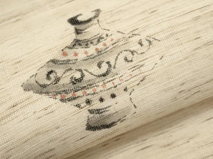平和屋着物＊夏物　九寸名古屋帯　作家物　手描き　陶器文　麻　逸品　CABL1263tx