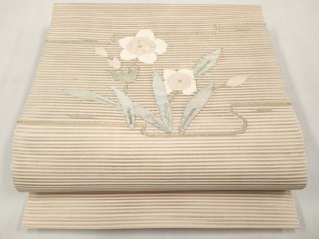 平和屋着物＊夏物　八寸名古屋帯　絽綴れ　草花文　金銀糸　正絹　逸品　CABL1274tx