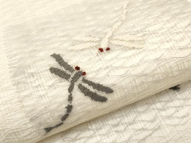 平和屋着物＊夏物　九寸名古屋帯　すくい織　トンボ　正絹　逸品　CABL1275tx