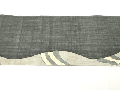 平和屋着物＊夏物　九寸名古屋帯　よろけ縞　麻　逸品　CABL1280tx