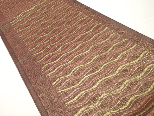平和屋着物＊夏物　六通柄袋帯　本泥染　よろけ縞　金糸　正絹　逸品　未使用　CABL1281tx