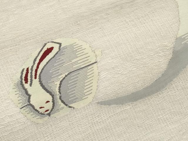 平和屋着物＊夏物　太鼓柄袋帯　すくい織　兎　正絹　逸品　CABL1284tx
