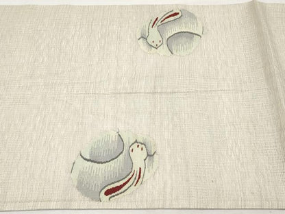 平和屋着物＊夏物　太鼓柄袋帯　すくい織　兎　正絹　逸品　CABL1284tx