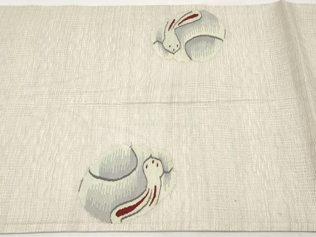 平和屋着物＊夏物　太鼓柄袋帯　すくい織　兎　正絹　逸品　CABL1284tx
