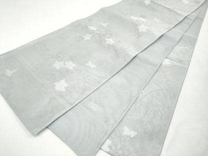 平和屋着物＊夏物　六通柄袋帯　籬草花文　銀糸　正絹　逸品　CABL1285tx