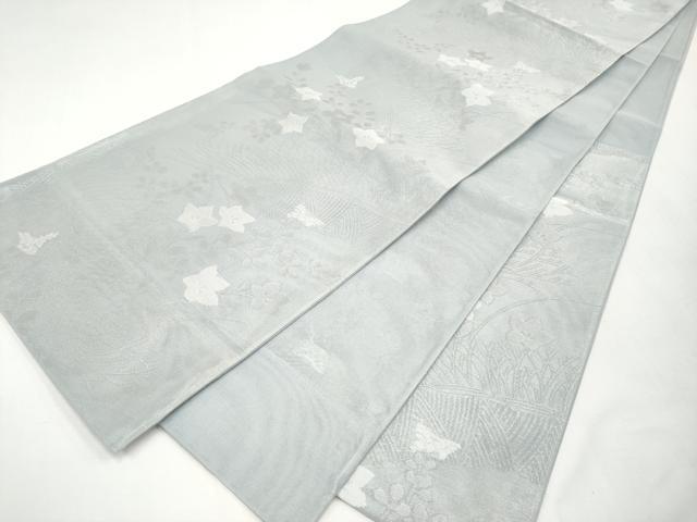 平和屋着物＊夏物　六通柄袋帯　籬草花文　銀糸　正絹　逸品　CABL1285tx