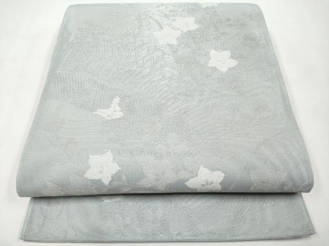 平和屋着物＊夏物　六通柄袋帯　籬草花文　銀糸　正絹　逸品　CABL1285tx