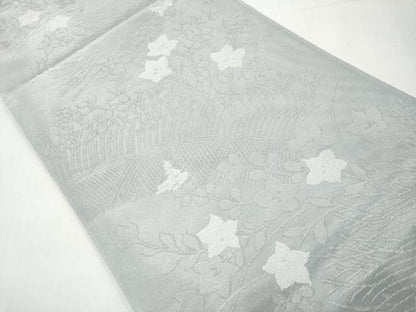 平和屋着物＊夏物　六通柄袋帯　籬草花文　銀糸　正絹　逸品　CABL1285tx