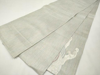 平和屋着物＊夏物　太鼓柄袋帯　立波文　銀糸　正絹　逸品　CABL1287tx