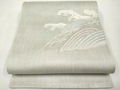平和屋着物＊夏物　太鼓柄袋帯　立波文　銀糸　正絹　逸品　CABL1287tx