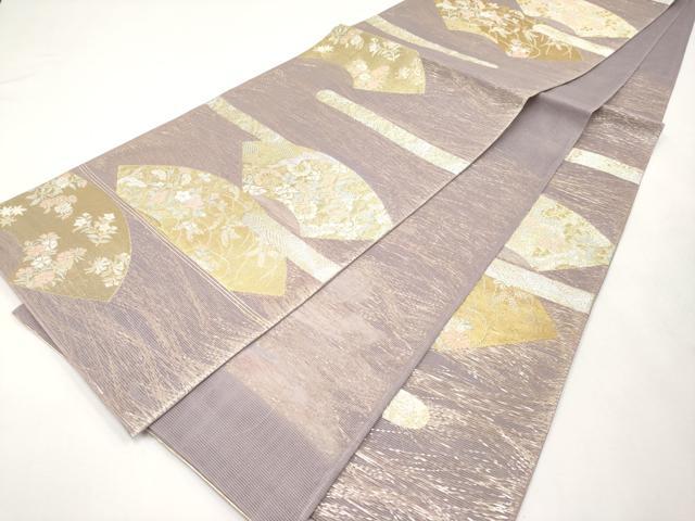 平和屋着物＊夏物　六通柄袋帯　地紙草花文　金銀糸　正絹　逸品　CABL1288tx