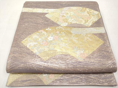 平和屋着物＊夏物　六通柄袋帯　地紙草花文　金銀糸　正絹　逸品　CABL1288tx