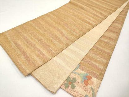 平和屋着物＊夏物　太鼓柄袋帯　すくい織　更紗唐草文　金糸　正絹　逸品　CABL1289tx
