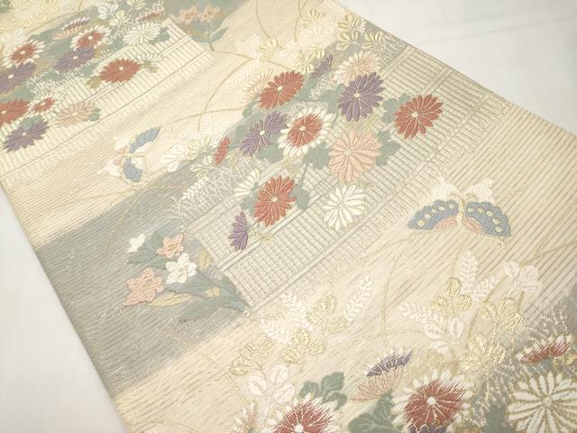 平和屋着物＊夏物　六通柄袋帯　唐織　網代木　金銀糸　正絹　逸品　CABL1290tx