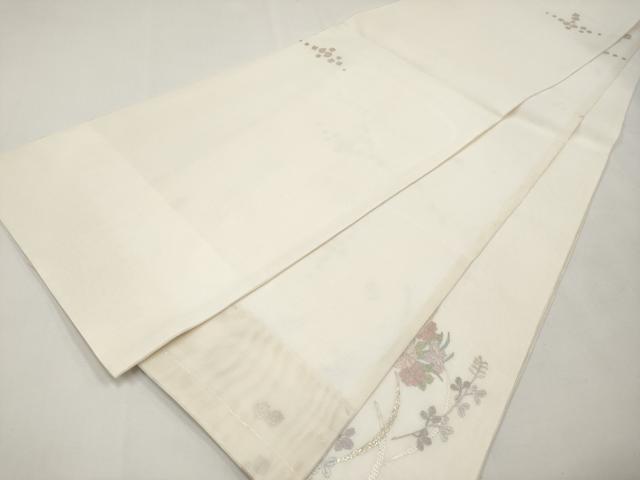 平和屋着物＊夏物　太鼓柄袋帯　絽刺し　区限刺繍　花丸文　金糸　正絹　逸品　CABL1296tx