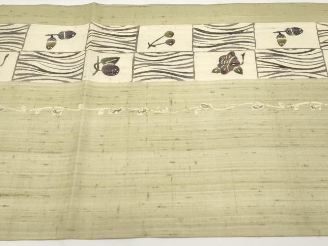 平和屋着物＊夏物　絹芭蕉　九寸開き名古屋帯　型染め　成り物　正絹　逸品　CABL1306tx