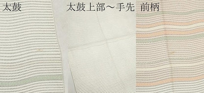 平和屋着物＊夏物　八寸名古屋帯　絽綴れ　よろけ縞　銀糸　正絹　逸品　CABL1307tx
