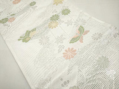 平和屋着物＊夏物　六通柄　京袋帯　舞蝶花筏文　銀糸　未使用　CABL1338tx