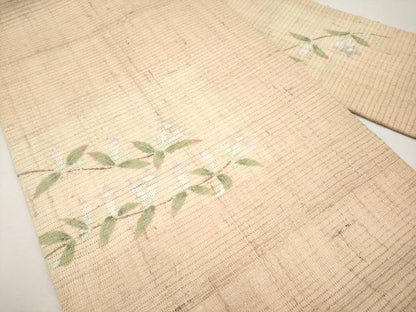 平和屋着物＊夏物　九寸名古屋帯　手描き　枝花文　正絹　逸品　CABL1347tx