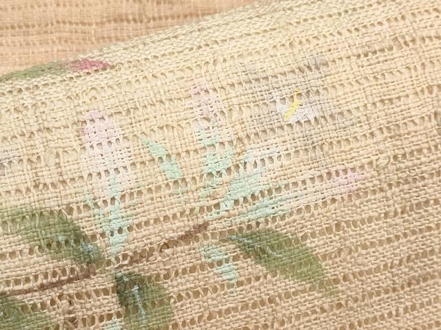 平和屋着物＊夏物　九寸名古屋帯　手描き　枝花文　正絹　逸品　CABL1347tx