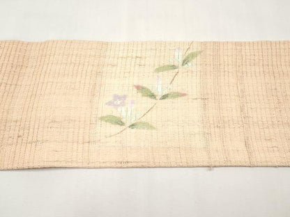 平和屋着物＊夏物　九寸名古屋帯　手描き　枝花文　正絹　逸品　CABL1347tx