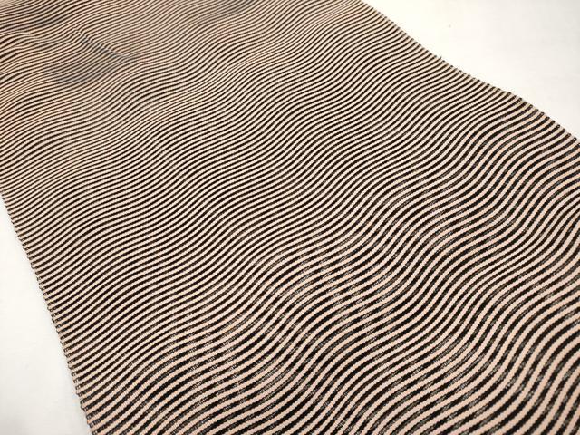 平和屋着物＊夏物　八寸名古屋帯　絽綴れ　よろけ縞　銀糸　正絹　逸品　CABL1349tx