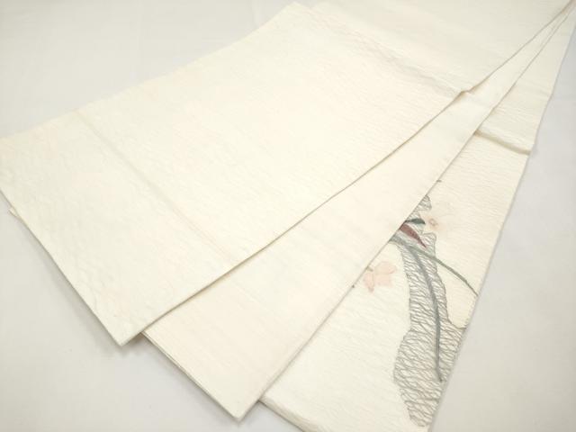平和屋着物＊夏物　太鼓柄袋帯　すくい織　桔梗　金銀糸　正絹　逸品　CABL1353tx