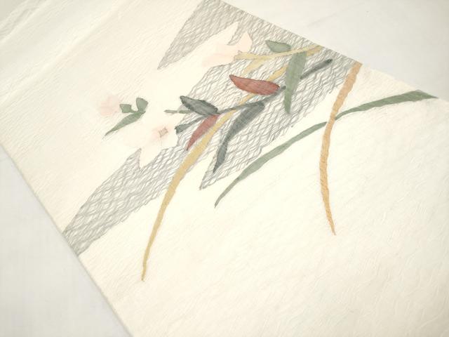 平和屋着物＊夏物　太鼓柄袋帯　すくい織　桔梗　金銀糸　正絹　逸品　CABL1353tx