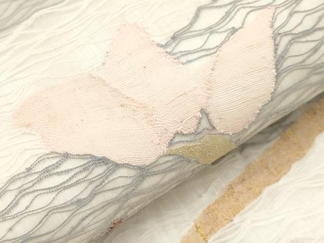 平和屋着物＊夏物　太鼓柄袋帯　すくい織　桔梗　金銀糸　正絹　逸品　CABL1353tx
