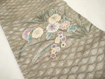 平和屋着物＊夏物　太鼓柄　京袋帯　すくい織　草花文　金銀糸　正絹　逸品　未使用　CABL1357tx