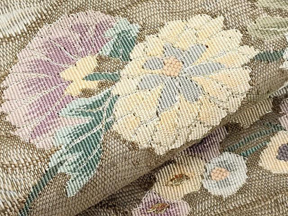 平和屋着物＊夏物　太鼓柄　京袋帯　すくい織　草花文　金銀糸　正絹　逸品　未使用　CABL1357tx