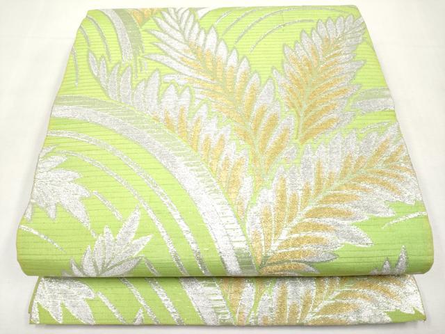 平和屋着物＊夏物　アンティーク　大正ロマン　丸帯　枝葉文　金銀糸　正絹　逸品　CABL1359tx