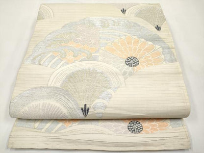 平和屋着物＊夏物　アンティーク　大正ロマン　丸帯　唐織　花青海波　金銀糸　正絹　逸品　CABL1360tx
