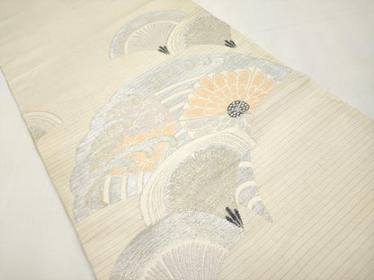 平和屋着物＊夏物　アンティーク　大正ロマン　丸帯　唐織　花青海波　金銀糸　正絹　逸品　CABL1360tx
