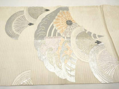 平和屋着物＊夏物　アンティーク　大正ロマン　丸帯　唐織　花青海波　金銀糸　正絹　逸品　CABL1360tx
