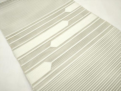 平和屋着物＊夏物　八寸名古屋帯　絽綴れ　横段文　砂色　正絹　逸品　CABL1361tx