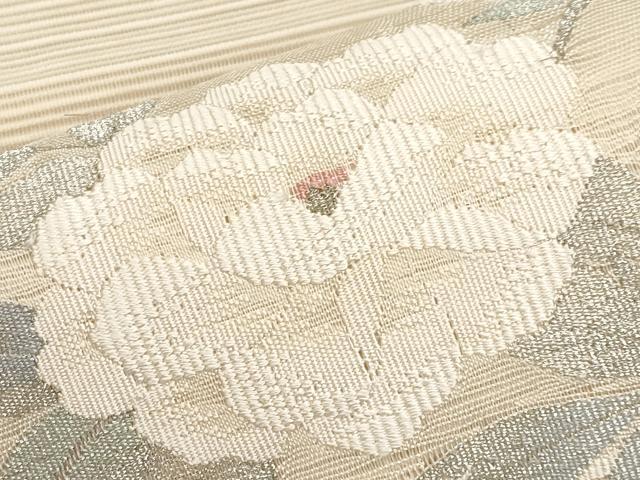 平和屋着物＊夏物　八寸名古屋帯　絽綴れ　枝花文　銀糸　正絹　逸品　CABL1362tx