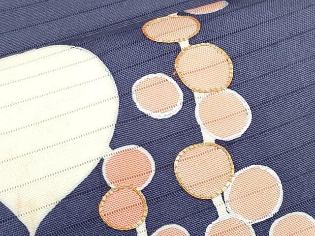 平和屋着物＊夏物　絽塩瀬　九寸名古屋帯　駒刺繍　枝葉木の実　銀彩　正絹　逸品　CABL1365tx