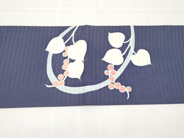 平和屋着物＊夏物　絽塩瀬　九寸名古屋帯　駒刺繍　枝葉木の実　銀彩　正絹　逸品　CABL1365tx