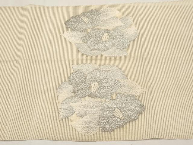 平和屋着物＊夏物　八寸名古屋帯　絽綴れ　椿　銀糸　正絹　逸品　CABL1369tx