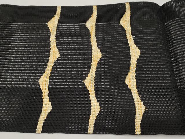 平和屋着物＊夏物　八寸名古屋帯　羅　抽象文　黒地　正絹　逸品　未使用　CABL1370tx