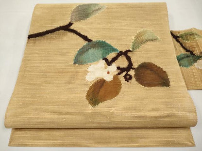 平和屋着物＊夏物　八寸名古屋帯　枝花文　正絹　逸品　CABL1374tx