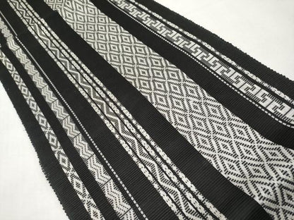 平和屋着物＊夏物　八寸名古屋帯　間道　黒地　正絹　逸品　未使用　CABL1377tx