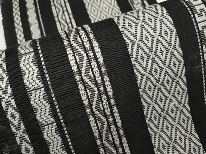 平和屋着物＊夏物　八寸名古屋帯　間道　黒地　正絹　逸品　未使用　CABL1377tx