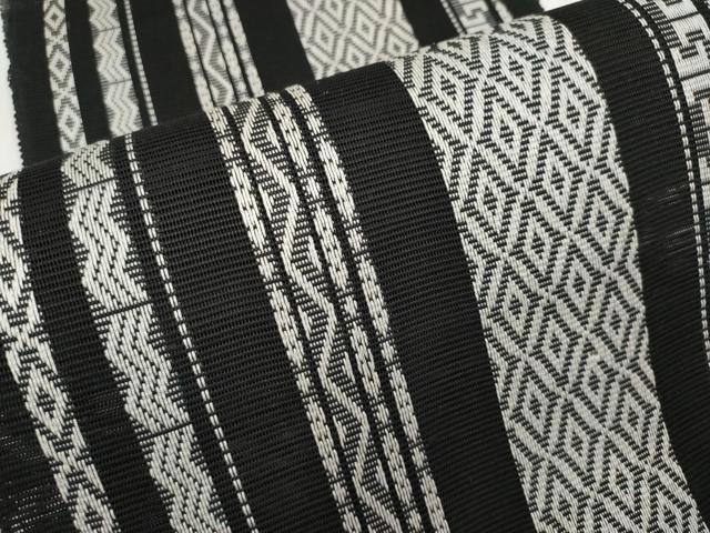 平和屋着物＊夏物　八寸名古屋帯　間道　黒地　正絹　逸品　未使用　CABL1377tx