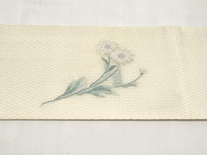 平和屋着物＊夏物　九寸名古屋帯　籬枝菊文　銀糸　正絹　逸品　CABL1379tx