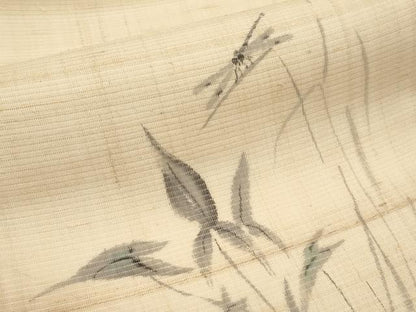 平和屋着物＊夏物　九寸名古屋帯　手描き　紬地　トンボ　正絹　逸品　未使用　CABL1381tx