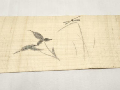 平和屋着物＊夏物　九寸名古屋帯　手描き　紬地　トンボ　正絹　逸品　未使用　CABL1381tx