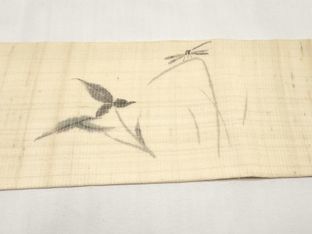 平和屋着物＊夏物　九寸名古屋帯　手描き　紬地　トンボ　正絹　逸品　未使用　CABL1381tx